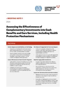 Learning for Well-Being Institute - Assessing the Effectiveness of Complementary Investments into Cash Benefits and Care Services, Including Health Protection Mechanisms