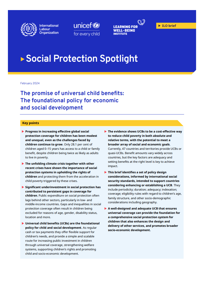 The promise of universal child benefits The foundational policy for economic and social development